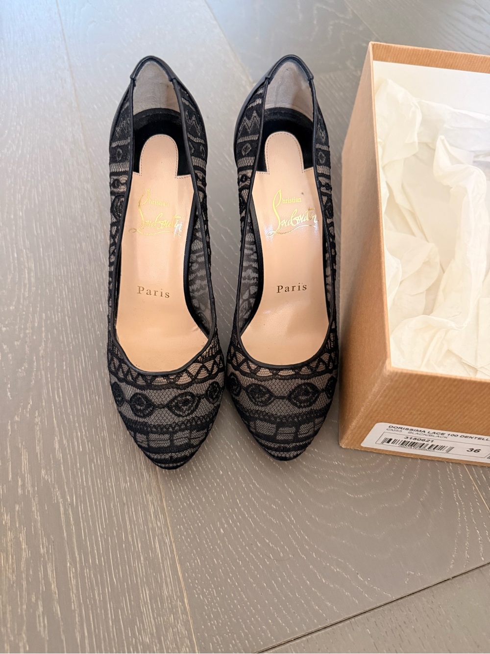 Christian Louboutin Black DIORISSIMA Lace 100 DENTELLE
